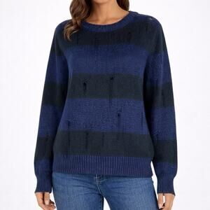 IRO Jeans Stys Distress Alpaca Blend Sweater Blue Black Size M